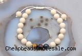 CGB6632 8mm round white fossil jasper & mixed tiger eye adjustable bracelets