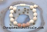 CGB6649 10mm round white fossil jasper & moonstone adjustable bracelets