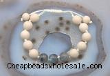 CGB6673 10mm round white fossil jasper & labradorite adjustable bracelets