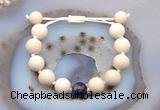 CGB6717 12mm round white fossil jasper & dogtooth amethyst adjustable bracelets