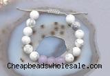 CGB6740 10mm round white howlite & lavender amethyst adjustable bracelets