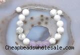 CGB6742 10mm round white howlite & lavender amethyst adjustable bracelets