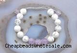 CGB6744 10mm round white howlite & lavender amethyst adjustable bracelets