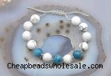 CGB6748 Hand-knotted 10mm round white howlite & apatite adjustable bracelets