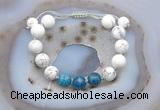 CGB6749 Hand-knotted 10mm round white howlite & apatite adjustable bracelets