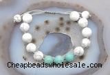 CGB6766 10mm round white howlite & amazonite adjustable bracelets