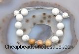 CGB6772 10mm round white howlite & yellow crazy agate adjustable bracelets