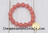 CGB6802 10mm, 12mm cherry quartz beaded bracelet with alloy pendant