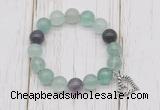 CGB6805 10mm, 12mm fluorite beaded bracelet with alloy pendant