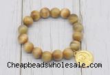 CGB6823 10mm, 12mm golden tiger eye beaded bracelet with alloy pendant