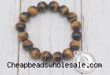 CGB6824 10mm, 12mm yellow tiger eye beaded bracelet with alloy pendant