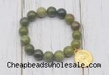 CGB6837 10mm, 12mm Canadian jade beaded bracelet with alloy pendant