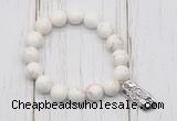 CGB6840 10mm, 12mm white howlite turquoise beaded bracelet with alloy pendant