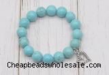 CGB6841 10mm, 12mm blue howlite turquoise beaded bracelet with alloy pendant