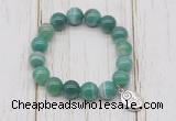 CGB6854 10mm, 12mm green banded agate beaded bracelet with alloy pendant