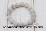 CGB6858 10mm, 12mm white crazy lace agate beaded bracelet with alloy pendant