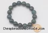 CGB6863 10mm, 12mm moss agate beaded bracelet with alloy pendant