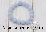 CGB6867 10mm, 12mm blue lace agate beaded bracelet with alloy pendant