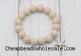 CGB6872 10mm, 12mm white fossil jasper beaded bracelet with alloy pendant