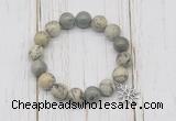 CGB6877 10mm, 12mm greeting pine jasper beaded bracelet with alloy pendant