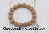 CGB6880 10mm, 12mm wooden jasper beaded bracelet with alloy pendant