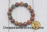 CGB6882 10mm, 12mm picasso jasper beaded bracelet with alloy pendant