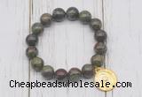 CGB6885 10mm, 12mm dragon blood jasper beaded bracelet with alloy pendant