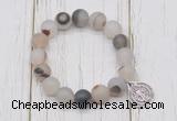 CGB6892 10mm, 12mm matte montana agate beaded bracelet with alloy pendant