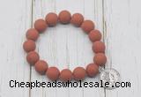 CGB6901 10mm, 12mm matte red jasper beaded bracelet with alloy pendant