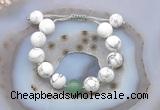 CGB6936 12mm round white howlite & green aventurine adjustable bracelets