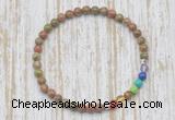 CGB7019 7 chakra 4mm unakite beaded meditation yoga bracelets