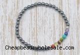 CGB7020 7 chakra 4mm hematite beaded meditation yoga bracelets