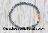 CGB7029 7 chakra 4mm moss agate beaded meditation yoga bracelets