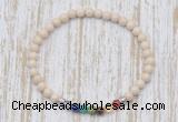 CGB7065 7 chakra 4mm white fossil jasper beaded meditation yoga bracelets