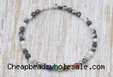 CGB7076 7 chakra 4mm black & white jasper beaded meditation yoga bracelets