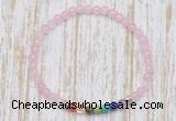 CGB7087 7 chakra 4mm rose quartz beaded meditation yoga bracelets