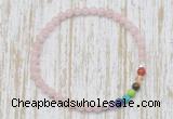 CGB7093 7 chakra 4mm pink morganite beaded meditation yoga bracelets