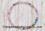 CGB7095 7 chakra 4mm strawberry quartz beaded meditation yoga bracelets