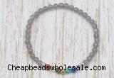 CGB7104 7 chakra 4mm grey moonstone beaded meditation yoga bracelets