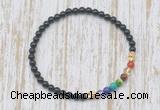 CGB7110 7 chakra 4mm black tourmaline beaded meditation yoga bracelets