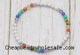 CGB7117 7 chakra 4mm white howlite beaded meditation yoga bracelets