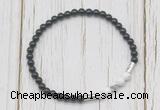 CGB7125 4mm black onyx & white howlite beaded meditation yoga bracelets