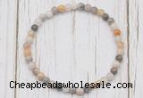 CGB7227 4mm tiny bamboo leaf agate beaded meditation yoga bracelets