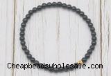 CGB7262 4mm tiny black obsidian beaded meditation yoga bracelets