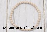 CGB7265 4mm tiny white fossil jasper beaded meditation yoga bracelets