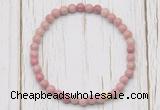 CGB7266 4mm tiny pink wooden fossil jasper beaded meditation yoga bracelets