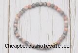 CGB7269 4mm tiny pink zebra jasper beaded meditation yoga bracelets