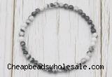 CGB7276 4mm tiny black & white jasper beaded meditation yoga bracelets