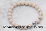 CGB7350 8mm white fossil jasper bracelet with buddha for men or women