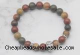 CGB7354 8mm picasso jasper bracelet with skull for men or women